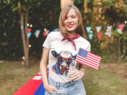 "Patriotic Blue Belle Cow" T-Shirt